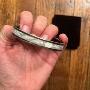 Hermes Bangle - thin and pretty feather detail - light colors on silver